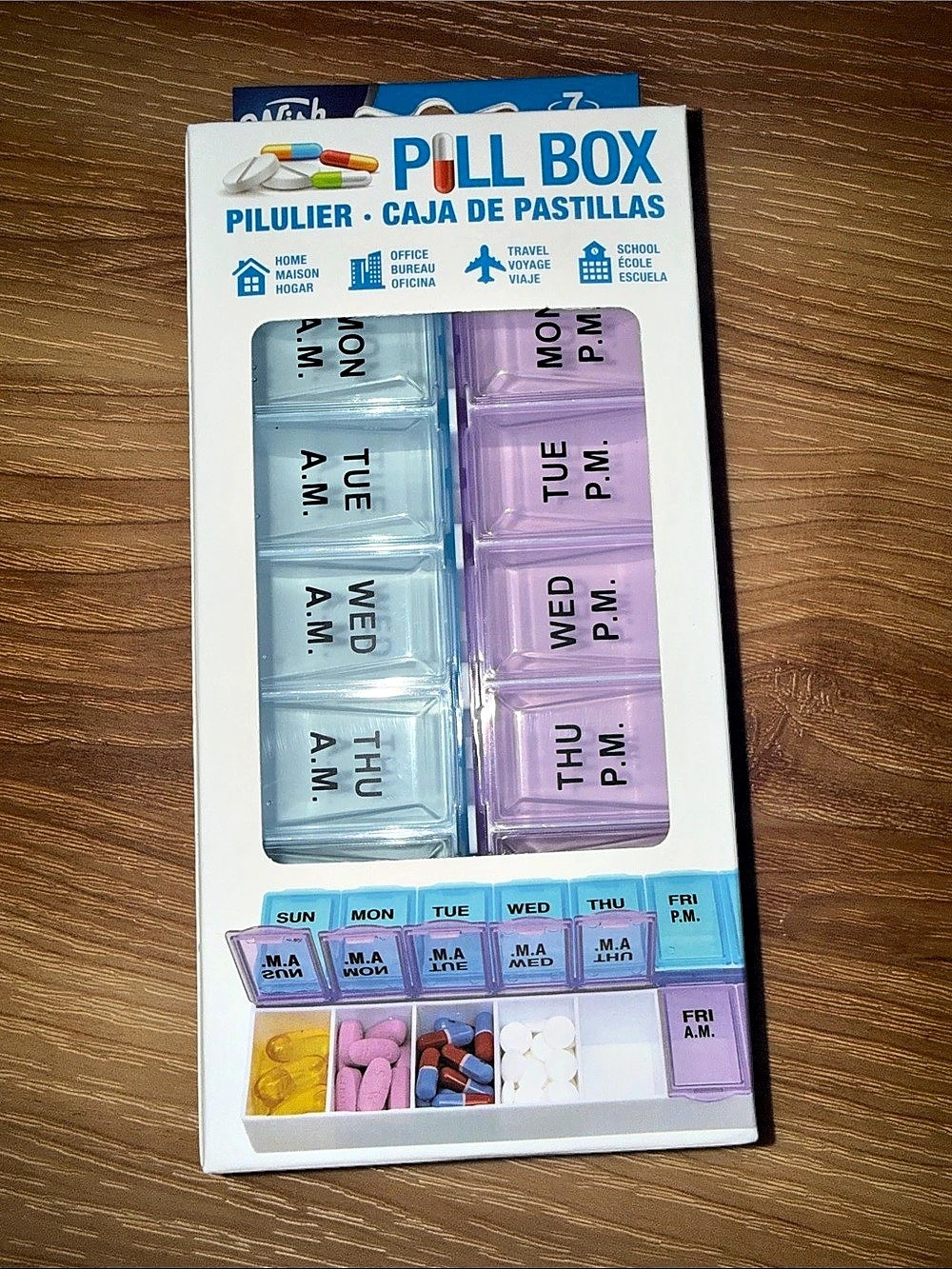 Wish 7 Day AM/PM Twice a Day Pill Box White & Purple